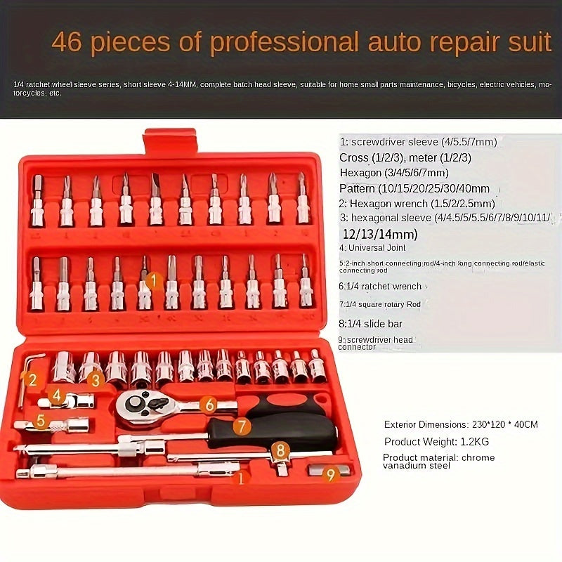 150-Piece & 46-Piece Mechanical Tool Set, Durable Metal Socket & Ratchet Wrenches,