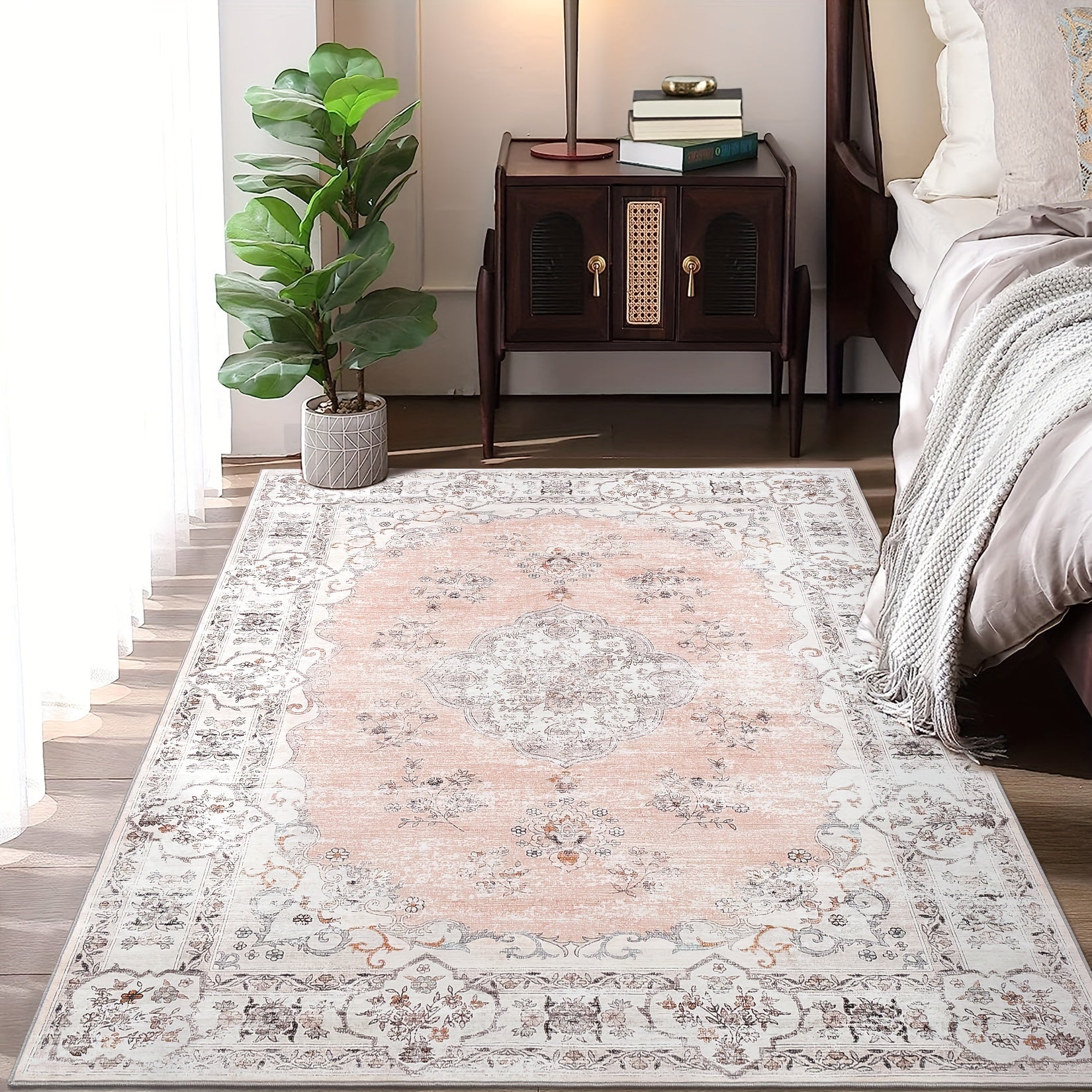1 PC Washable Area Rugs For Living Room Non Slip Kitchen Floor Rug Hallway Runner Rug Oriental Distressed Carpet Boho Carpet Non Shedding Farmhouse Rug Low Pile Stain Resistant Rug For Classroom Playroom Dining Room Office, P