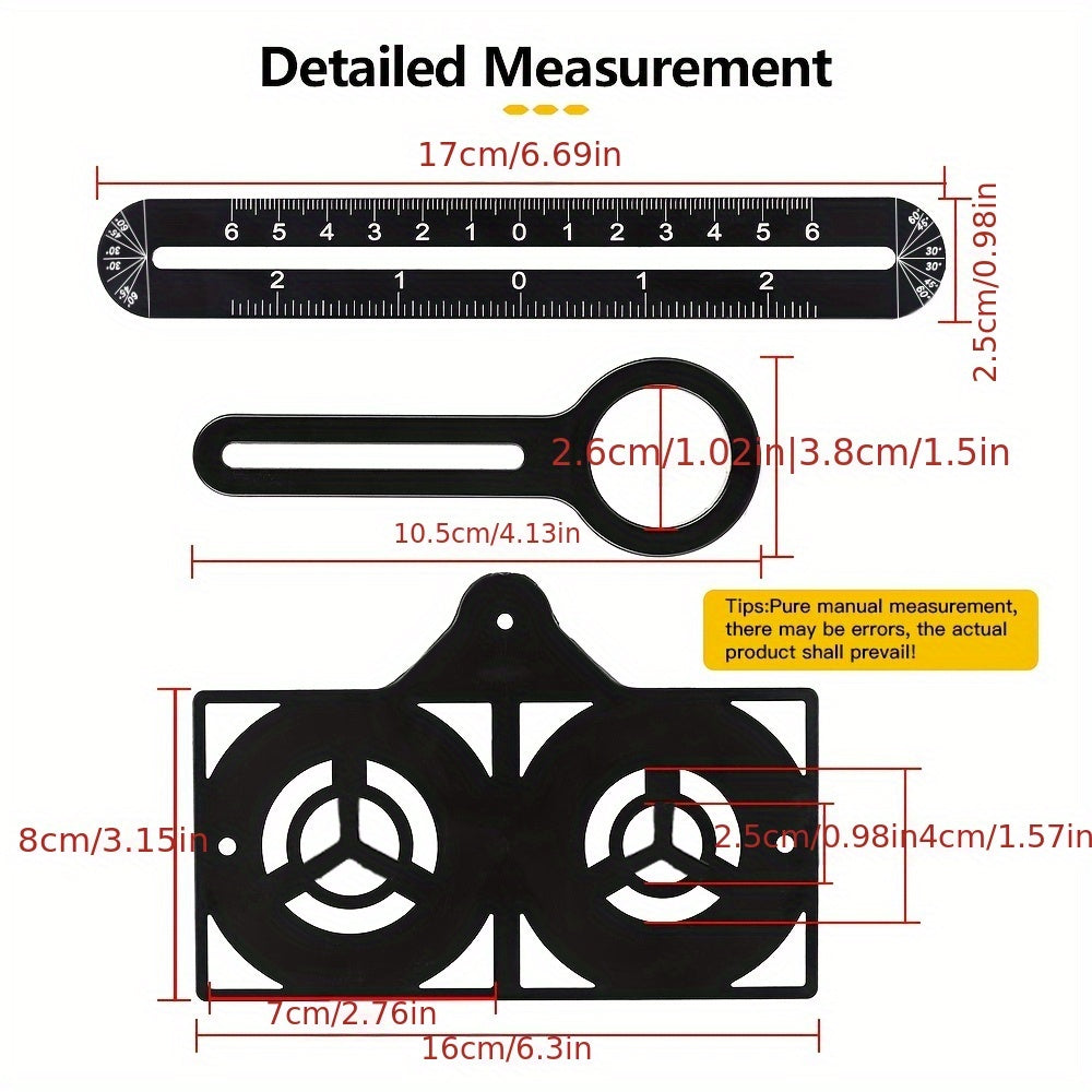 6-Fold Precision Aluminium Angle Measurer - Durable Template with Drilling Guide for DIY & Building Projects