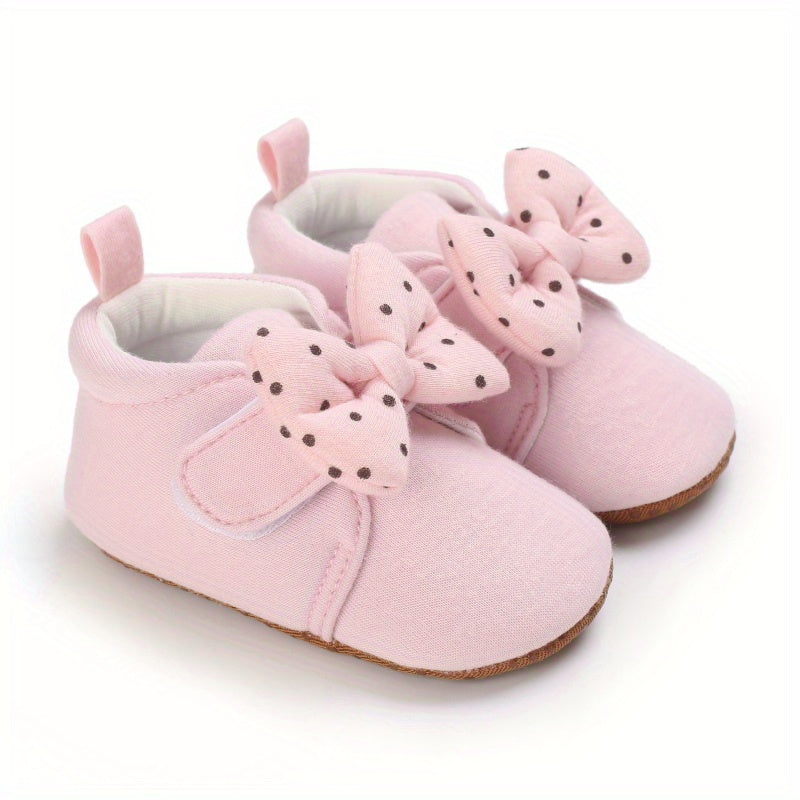 Baby Girls Lightweight Sports Shoes With Bowknot, Comfortable Non Slip Crib Shoes For Toddler Newborn Infant, Spring