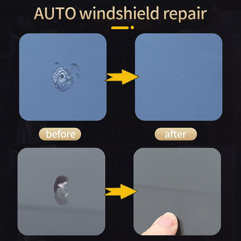 Windshield Repair Kit, Cracks Gone Glass Kit Automotive Windscreen Tool for Fixing Chips, and Star Shaped Crack, Nano Fluid Fille