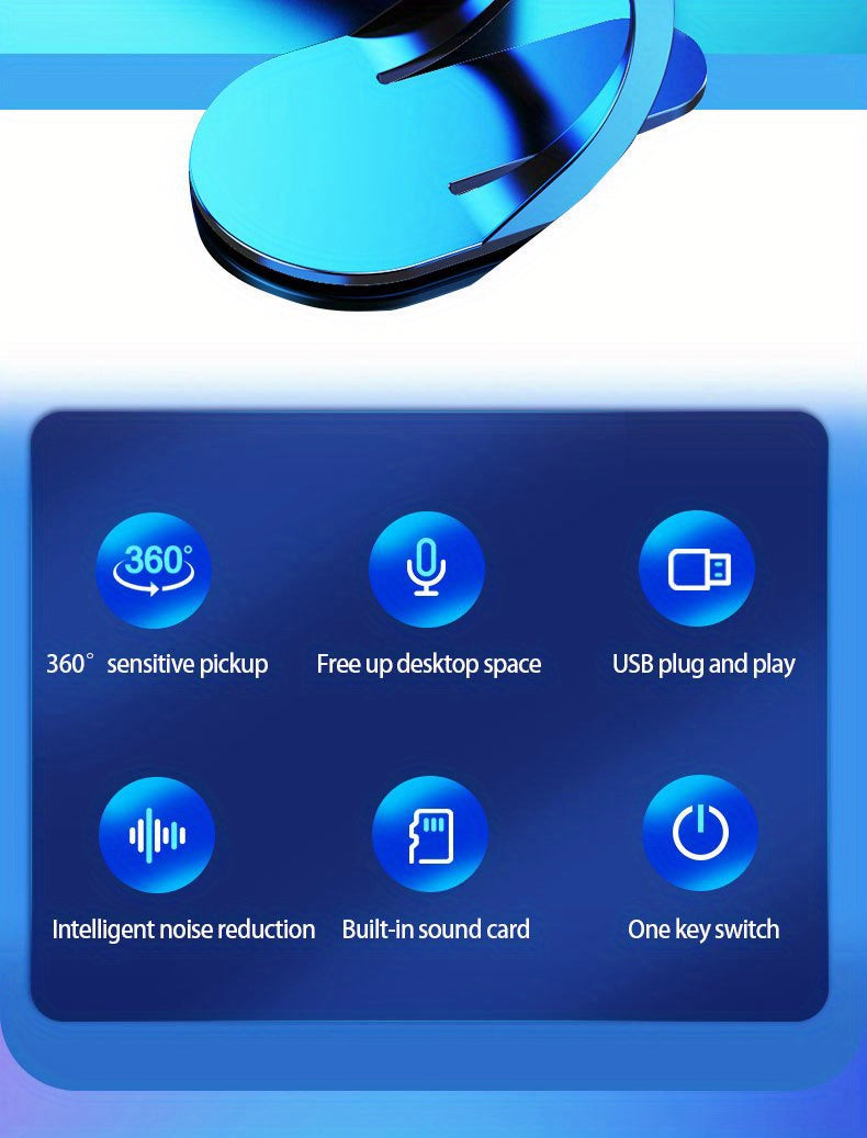 Professional USB Microphone Kit Plug & Play for Studio, E-sports, Singing The microphone used for computers is easy to use and has clear sound quality