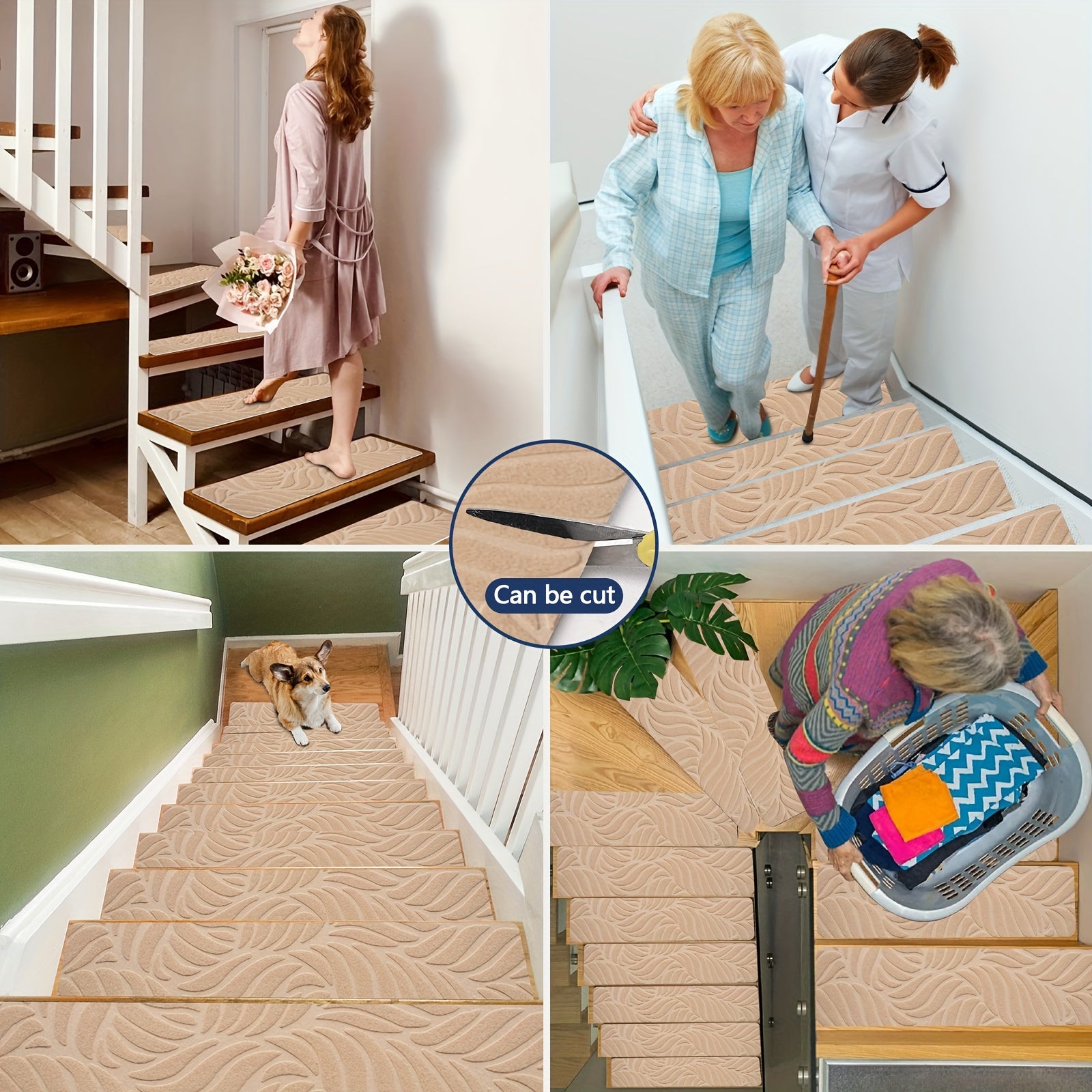 7/15pcs Stair Treads, Reusable Carpets, Durable Stair Runners, Washable Rugs, For Wood Step Pet Staircase Home Room Supplies Spring Decor Gift