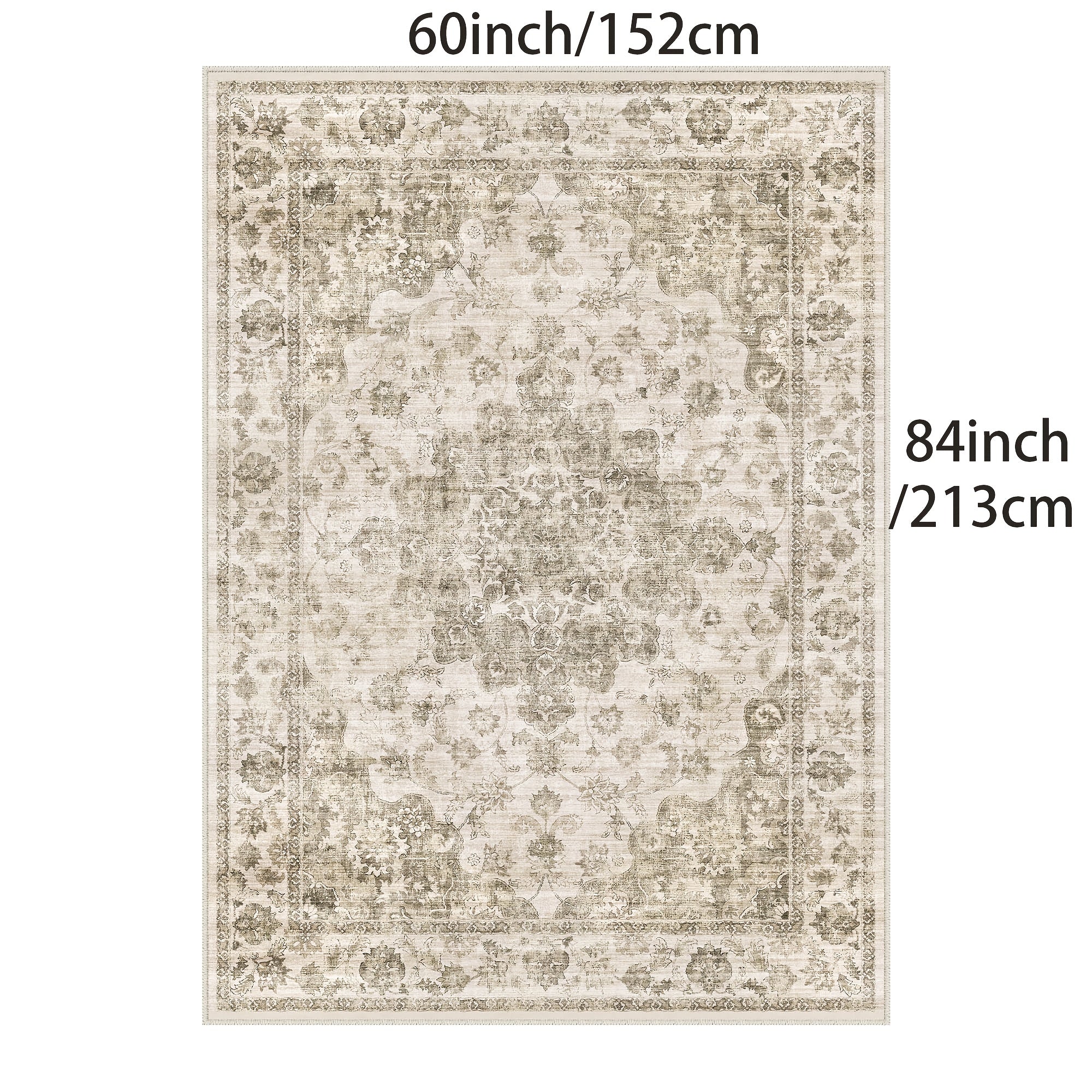 Extra Large Modern Beige & Brown Floral Mat - Thickened Anti-Slip Light Beige-Friendly Large Area Mat, Machine Washable & Wear-Resistant, Beige/Brown/ /Gray Tones, Soft & TPR Backing for Living Room, Bedroom, Hallway - Jumbo