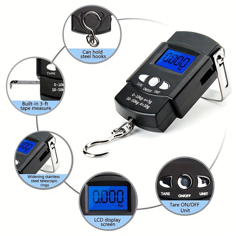 1pc Portable Digital Fishing Scale with Hanging Hook -