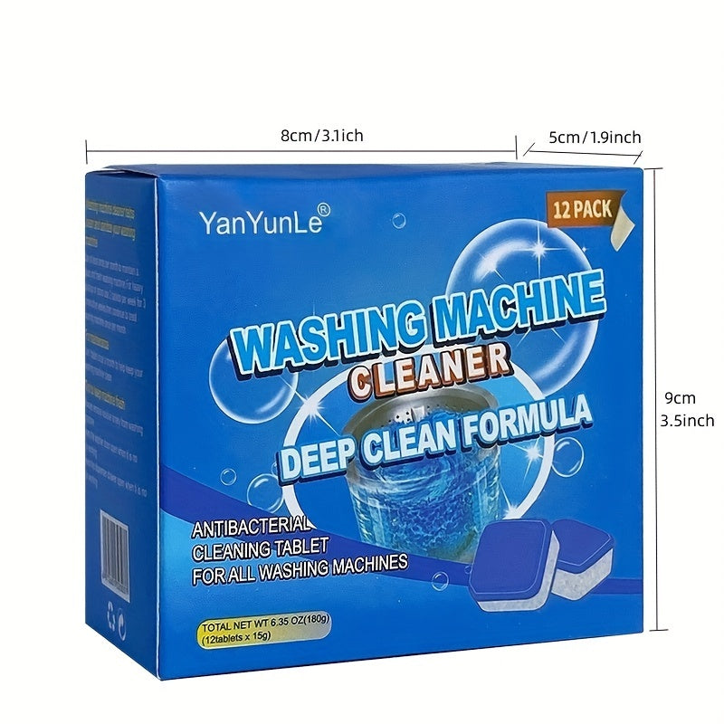 12pcs, Washing Machine Slot Cleaner, Washing Machine Cleaning Effervescent Tablets, Strong Descaling Deodorant Effervescent Tablets, Effervescent Cleaning Tablets To Remove Stains, Cleaning Supplies