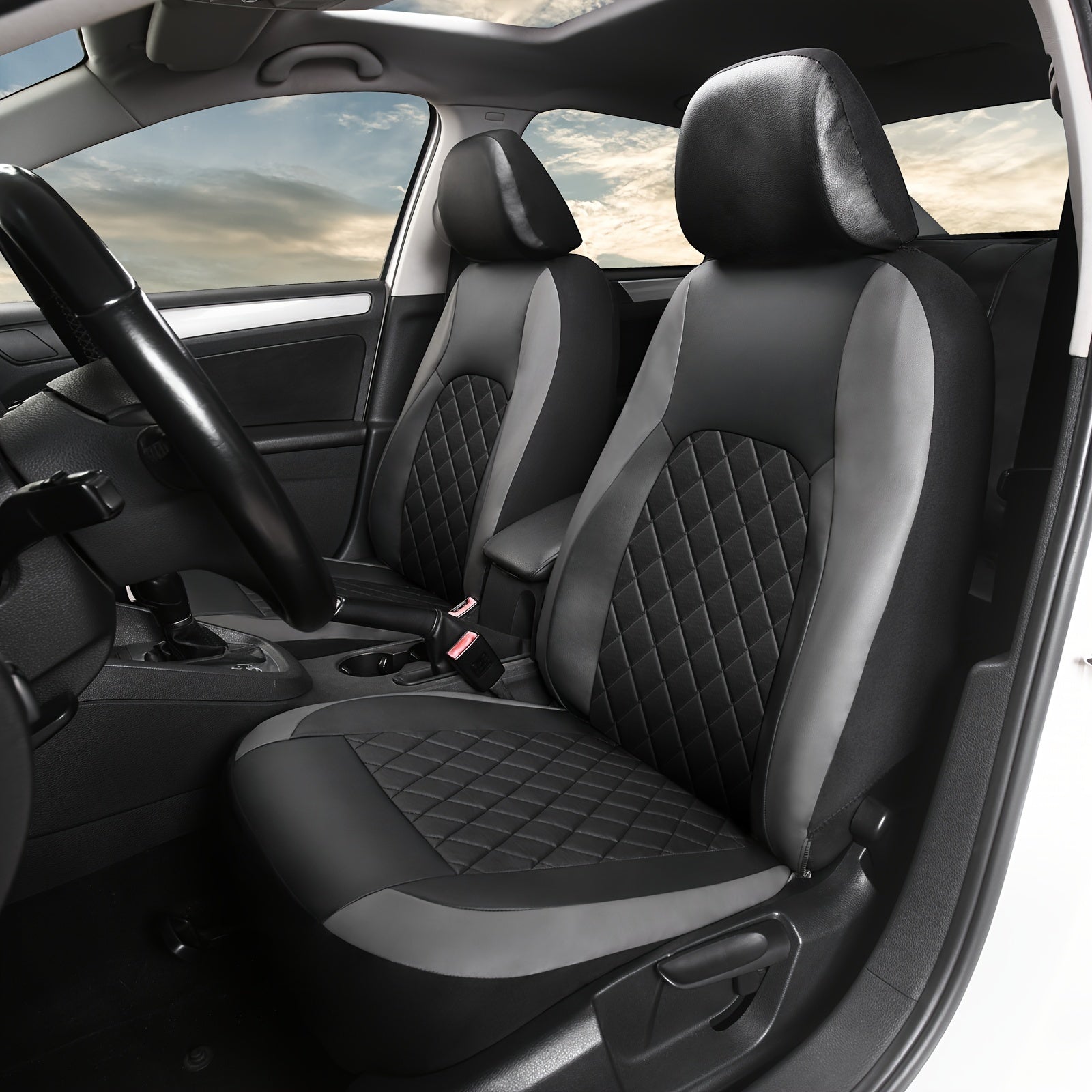 Universal Faux Leather Car Seat Covers Full Set Car Seat Covers Full Set Front Seats and Rear Bench, Universal Fit 5 Seat Covers for SUV, Automotive Truck, Scratch Proof