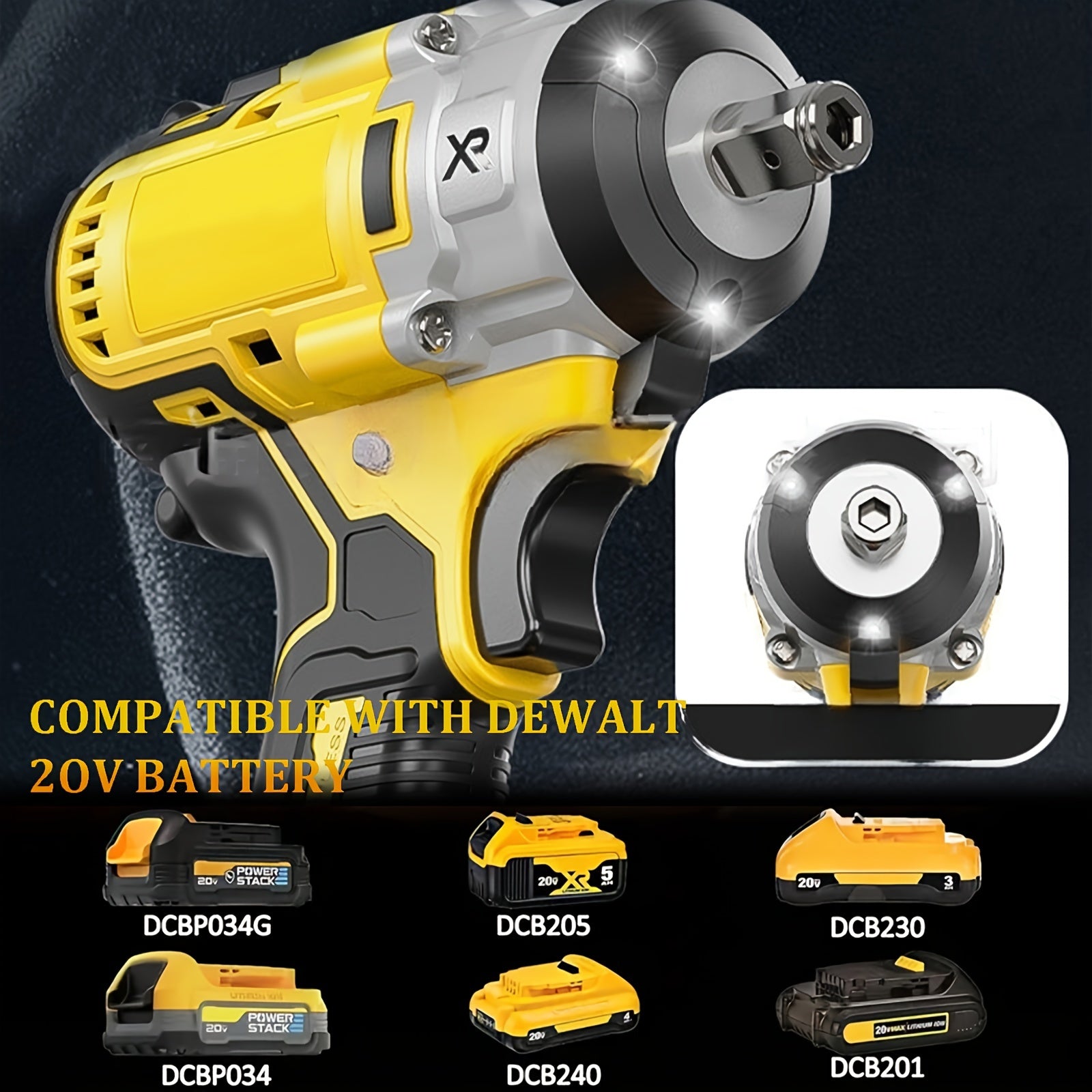 Impact Wrench High Power Impact Gun Bare Machine 430n.m-3600 Rpm-no Sharp Impact Medium Impact Driver-suitable DeWALT-3 In 1 Impact Wrench-suitable For Automotive And Home Use