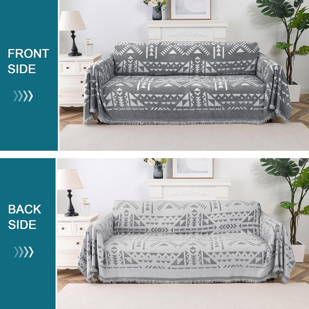 1pc Boho Chenille Couch Cover Sofa Covers for Dogs Gray Throw Couch Cover for Cushion Couch Sofa Slipcover Couch Covers for Sectional Couch Protector Cover PRINCEDECO