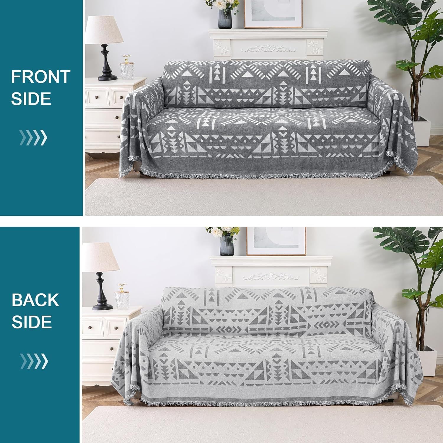 1pc Boho Chenille Couch Cover Sofa Covers for Dogs Gray Throw Couch Cover for Cushion Couch Sofa Slipcover Couch Covers for Sectional Couch Protector Cover PRINCEDECO