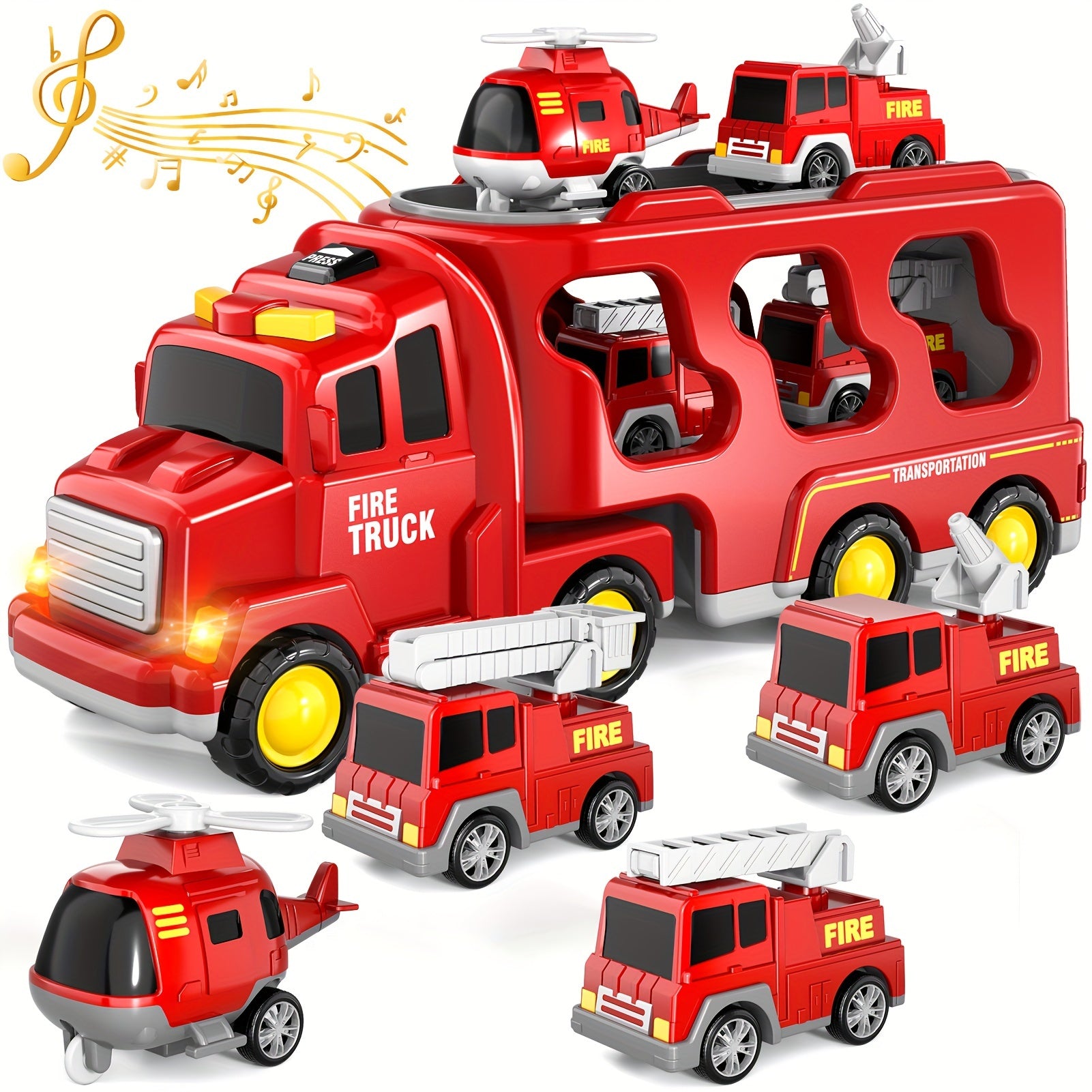 Kids Car Toys, 7 In 1 Construction Car Trucks Playset With Play Mat & Accessories, Birthday Halloween Christmas Gifts For Kids Boys Girls