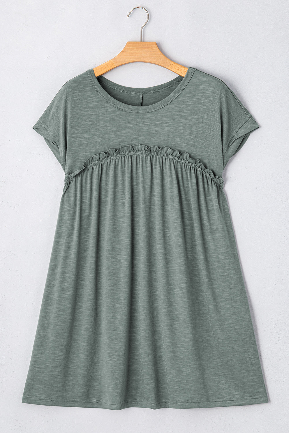 Green Frilled T Shirt Dress FB