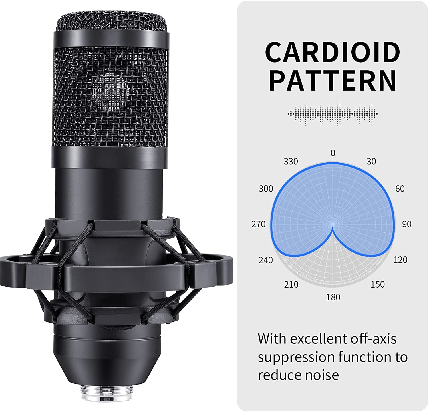 USB Microphone, Professional 192kHz/24Bit Plug & Play PC Computer Condenser Cardioid Mic Kit with Sound Advanced Chipset, for Streaming, Podcast, Studio Recording and Games