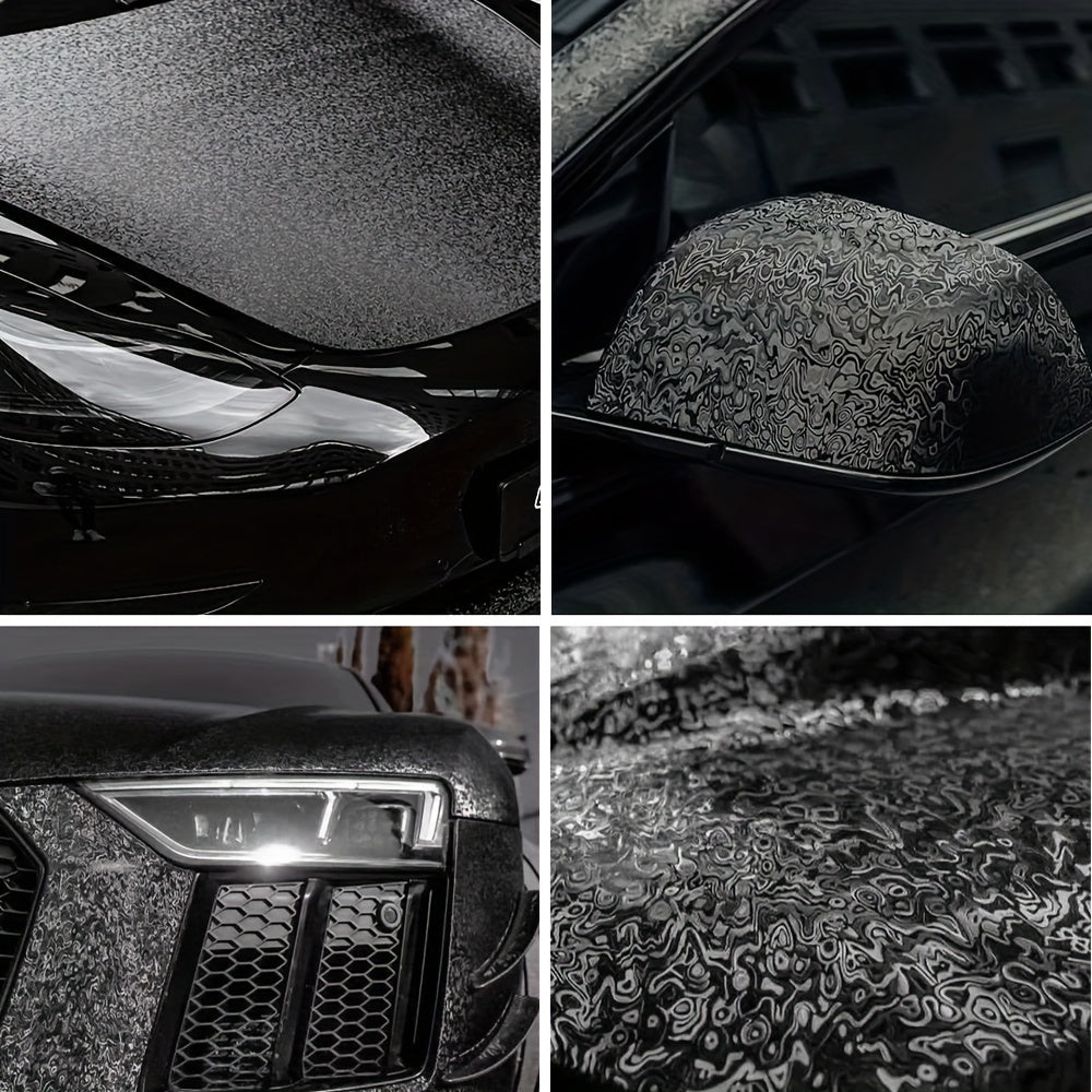 50x150cm Black Ghost Pattern PET Vinyl Wrap Roll - Premium Self-Adhesive,