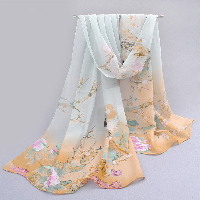 Elegant Thin Chiffon Scarf |, Animal Print, Breathable, Windproof, Decorative, Suitable for Weekend Casual, Machine Washable