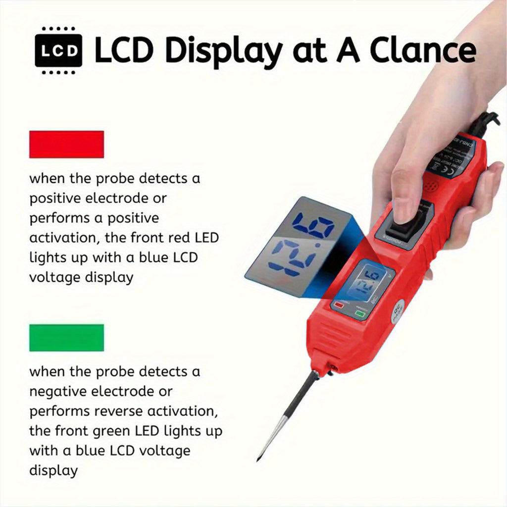 Automotive car voltage panel and Car Vehicle Circuit Tester with LED Voltage Display, USB Power, Compatible with 3.5-36V DC Automotive Electrical Systems, Digital Multimeter Probe with Clips