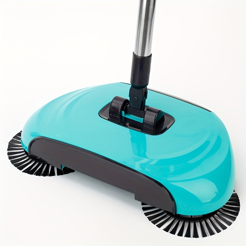 3-in-1 Cordless Push Broom Dustpan & Mop Combo - Lightweight Ergonomic Handle, Durable Plastic for Hardwood Floors & Tile - Space-Saving Multi-Functional Cleaning Tool for Home Use, Modern Aesthetic, Efficient Design