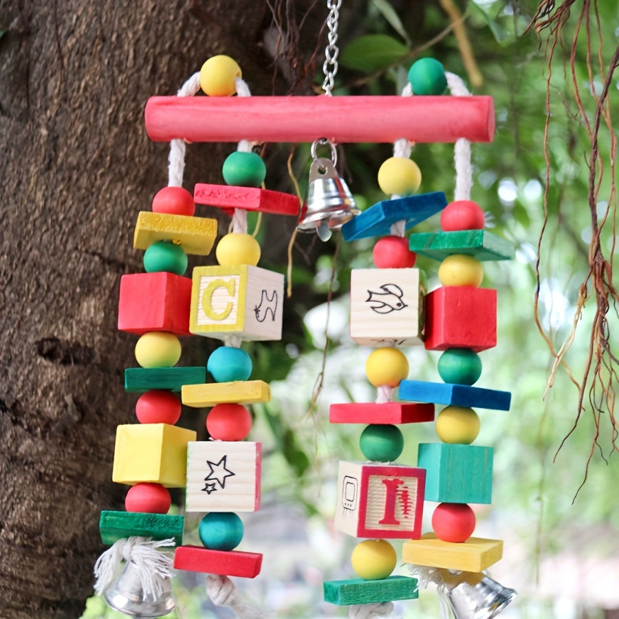 Parrot Toy Chew Grinding Teeth Colorful Wooden Blocks Letter Blocks Small and Medium Parrot Love Bird Toys