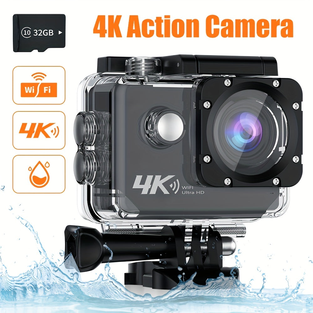 4K30FPS-action camera ultra high definition underwater camera, High Quality, outdoor sports camera with wifi send 32GB memory card