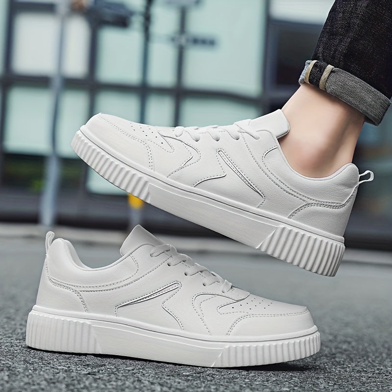 Durable Men's Skate Sneakers - Comfortable Mesh Lining, EVA Grip, Lace-Up, Solid Style & Versatile Sports Use