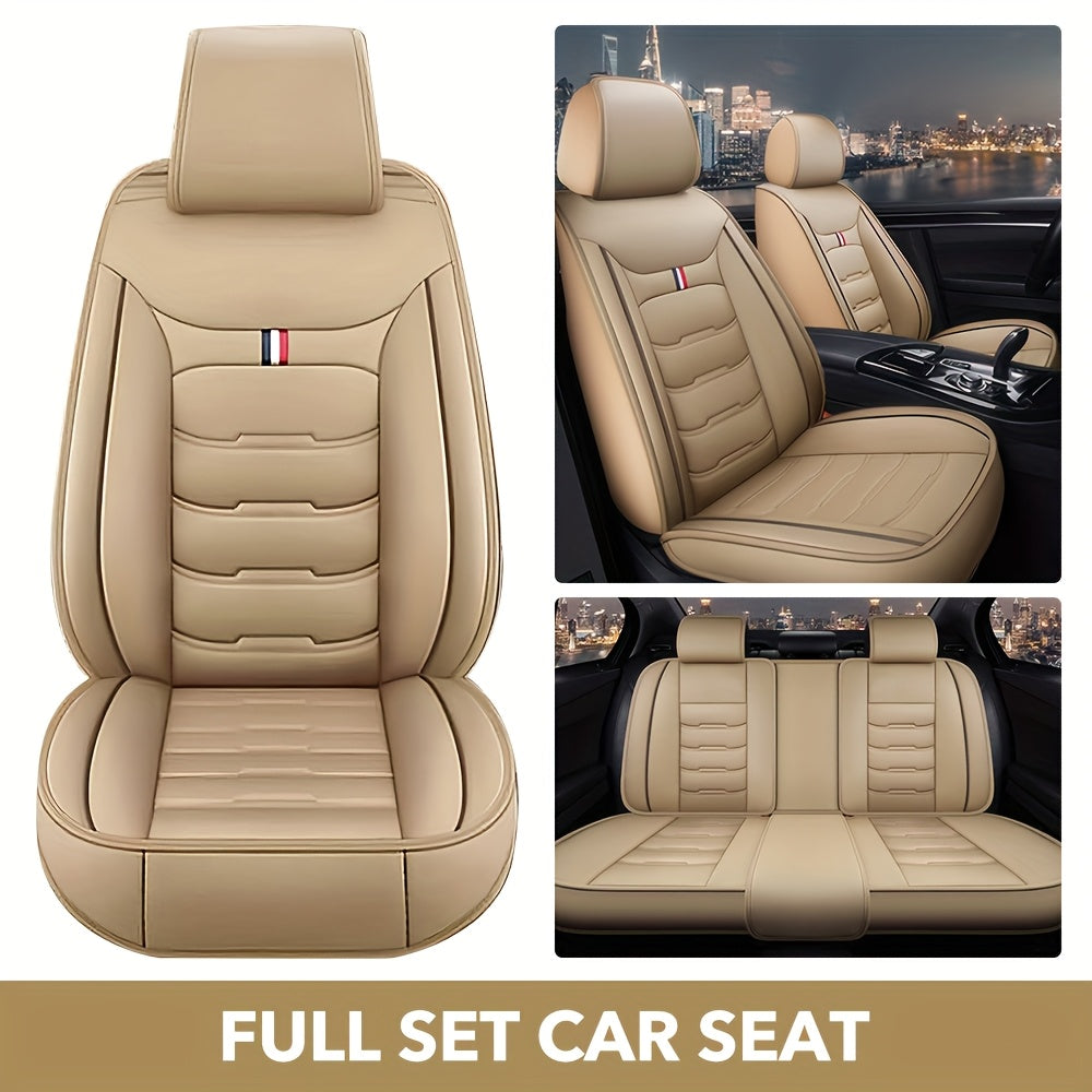 5-Seat Full Set PU Leather Car Seat Covers - Premium Comfort, Full Surround Protection
