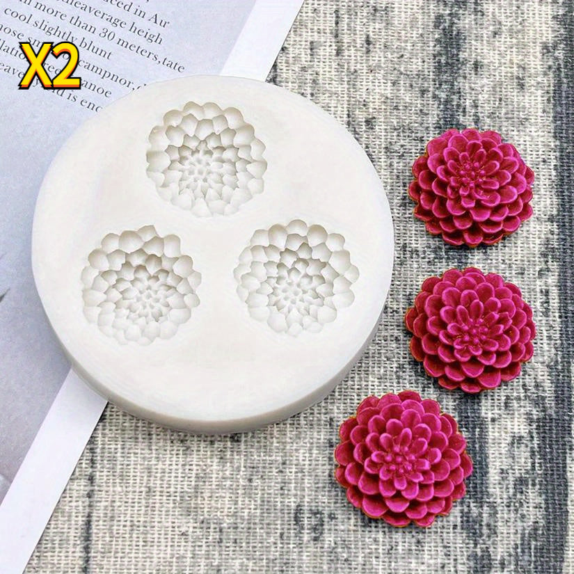2pcs, 2.76-Inch Large Dahlia Silicone Molds, Suitable for Making Candles, Aromatherapy, Handmade Soap, Clay, Plaster, And Crafts