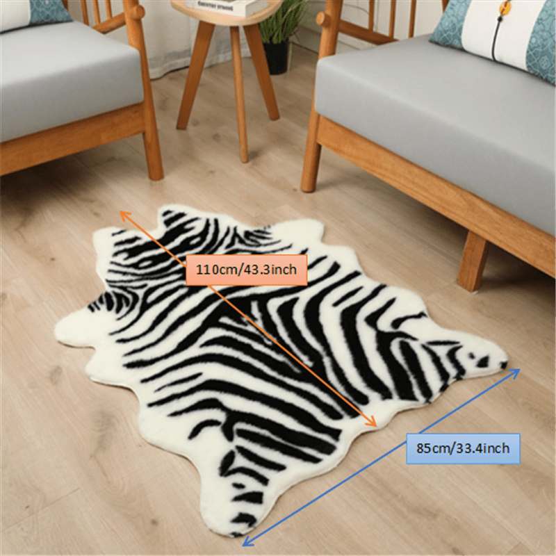 Washable Low-Pile Faux Cowhide Rug - 1pc Durable Western Style Animal Print Carpet for Bedroom and Living Room Decor - Home and Room Decor