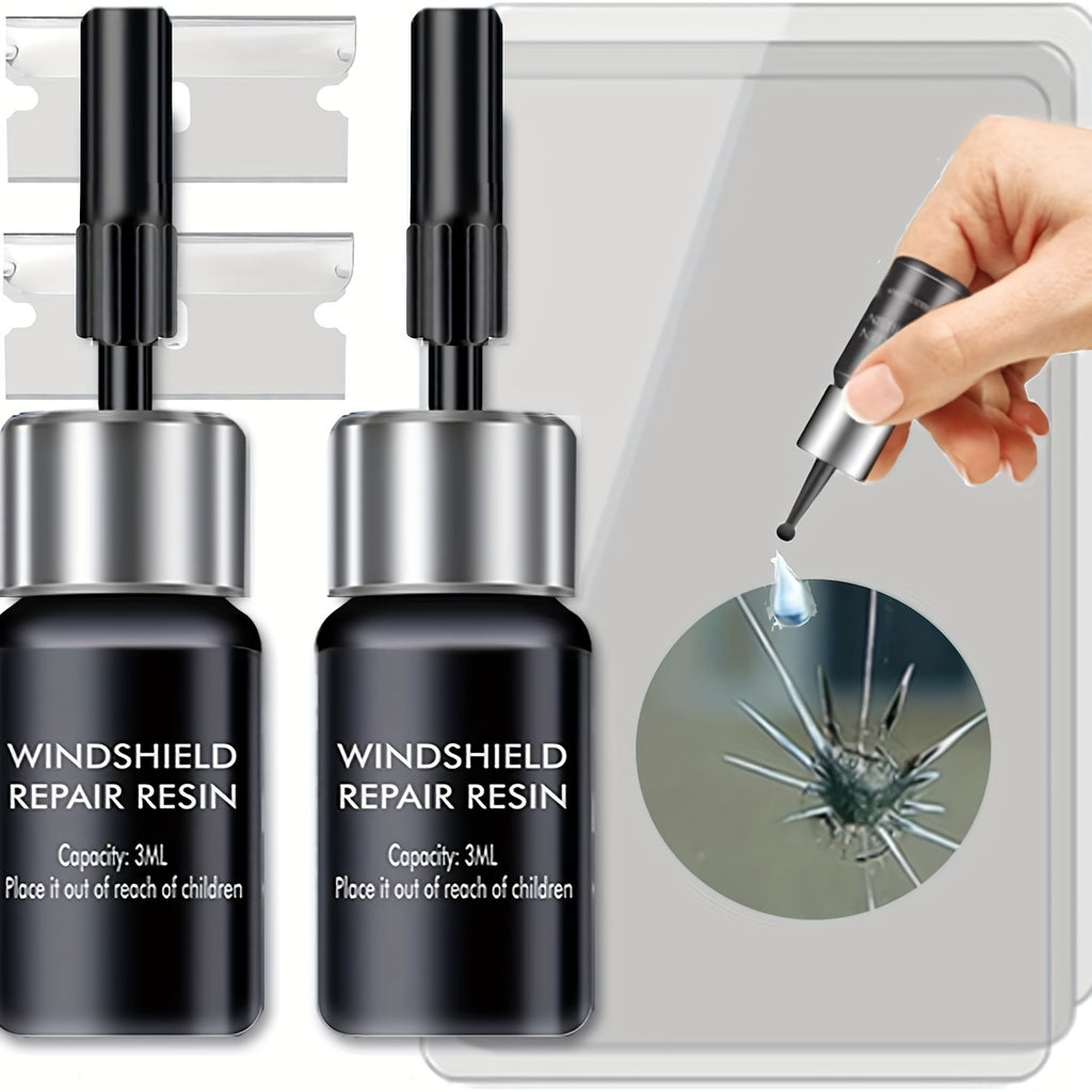 Windshield Repair Kit, Cracks Gone Glass Kit Automotive Windscreen Tool for Fixing Chips, and Star Shaped Crack, Nano Fluid Fille