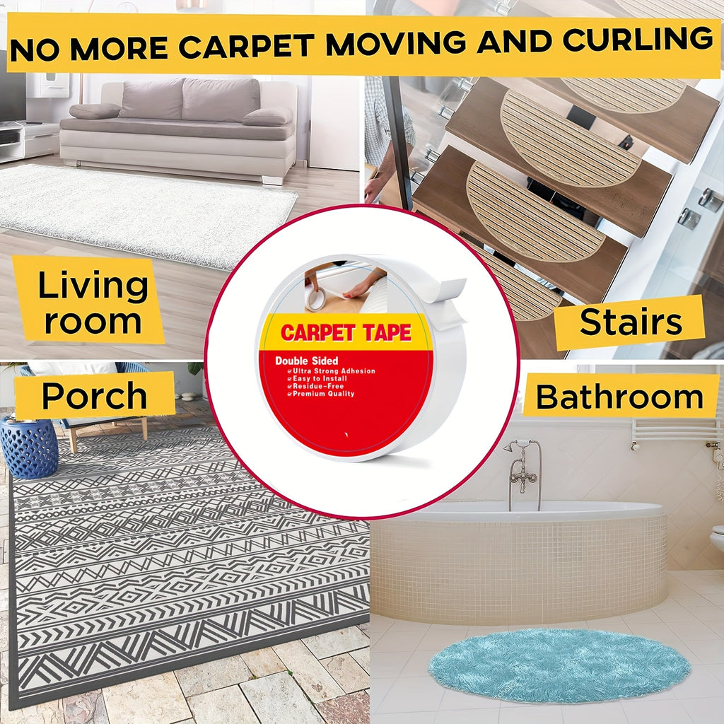 Heavy-Duty Double-Sided Tape, Carpet Tape 1.89 Inches X 10 Yards, Strong Adhesive, Removable, Suitable for Floors, Indoor/Outdoor Carpets, Laminate, Area Rugs, Stair Carpets, Bathroom Rugs, Mats, Carpet Tiles, Kitchen Carpets