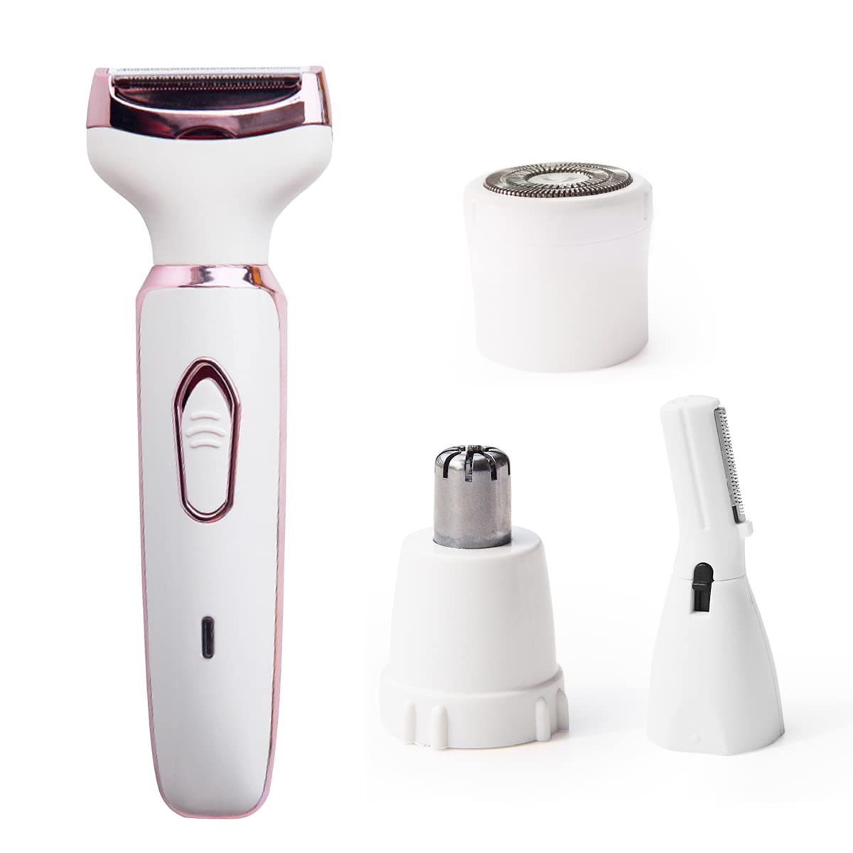 Electric Lady Shaver, Women Razors for Shaving Cordless 4-in-1 Shaver for Women Face, Legs and Underarm, Portable Bikini Trimmer Wet & Dry Hair Removal, Cordless - Micro USB Rechargeable