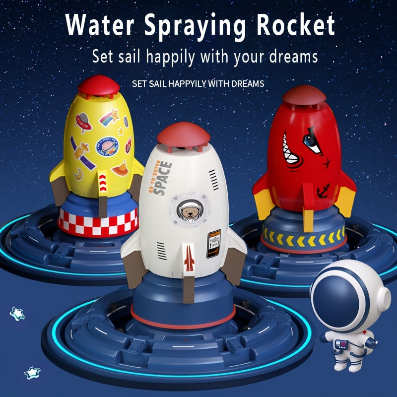 1pc, Outdoor Flying Water Jet Rocket Rotating Launch Sprinkler Watering Device Water Play Small Toys Waterer Rocket Fountain Summer Cool Toys Party Activity Toys Children's Birthday Gift
