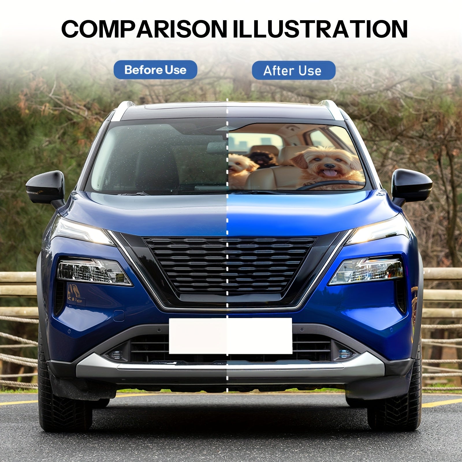 Sun Protection, 1pc Dog Theme Car Windshield Sunshade -