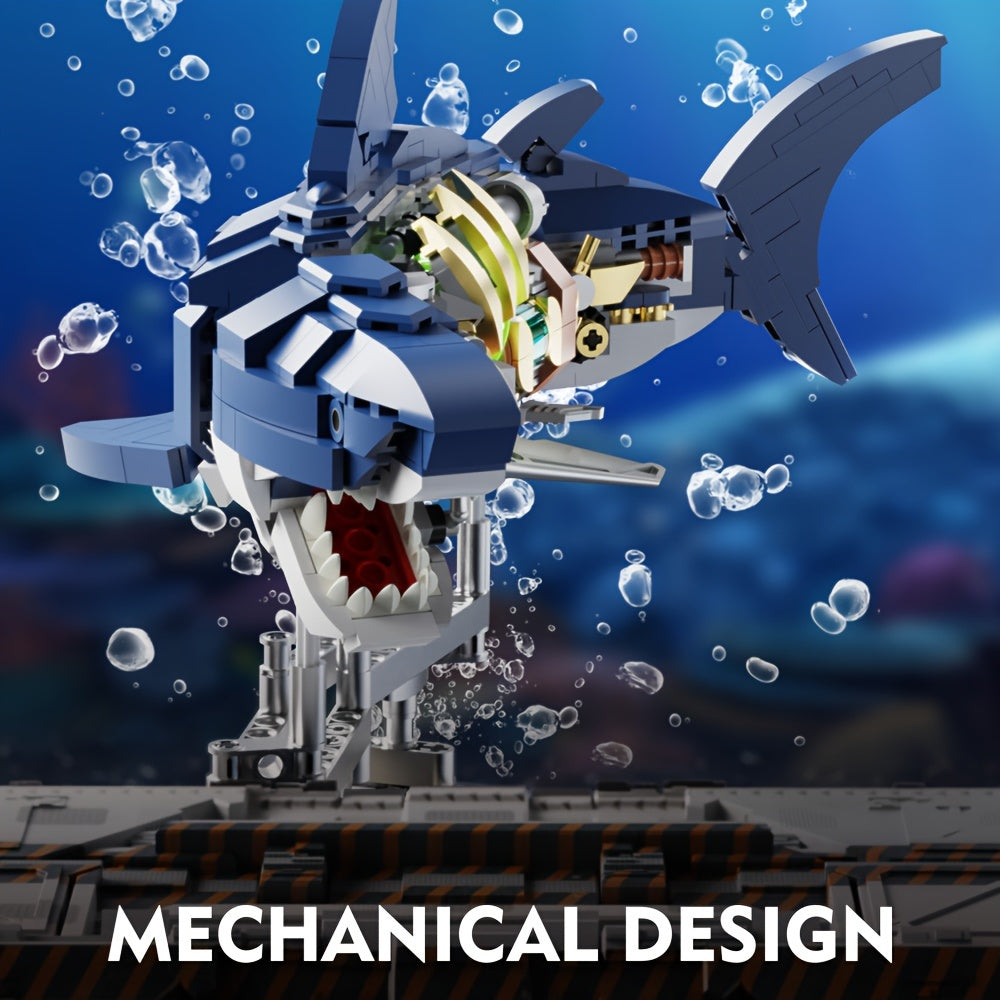 Ideas Shark Sea Creatures Building Set, Marine Animal Building Blocks Toys With Display Stand And Light, STEM Toys For Adults Crossing Ocean Lovers, 687pcs Christmas, Halloween Gift