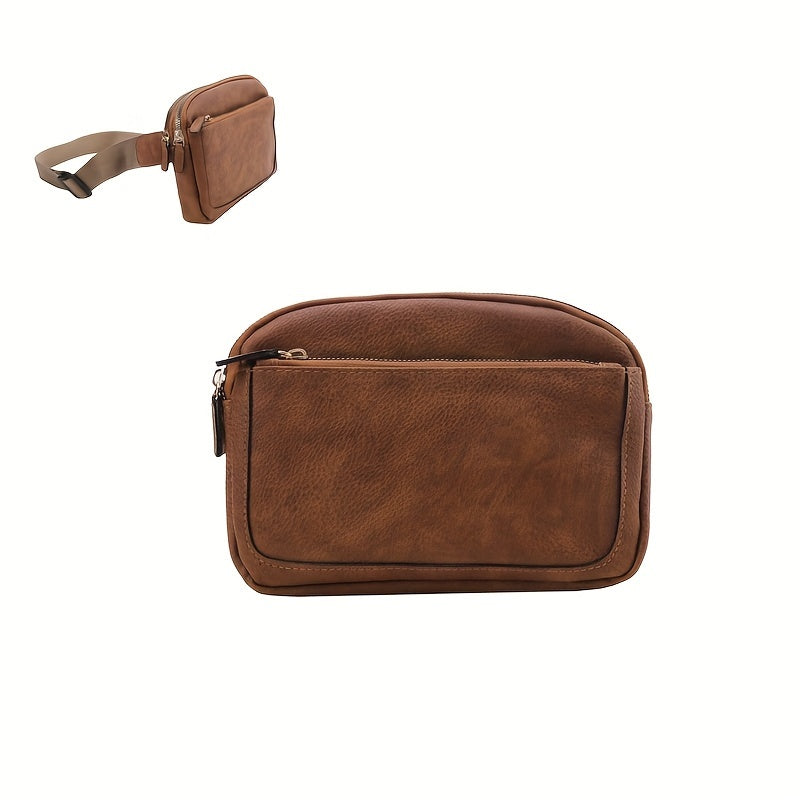 Mini Cute Color Block Sling Bag, Lightweight Portable PU Leather Outdoor Sports Fitness Chest Bag