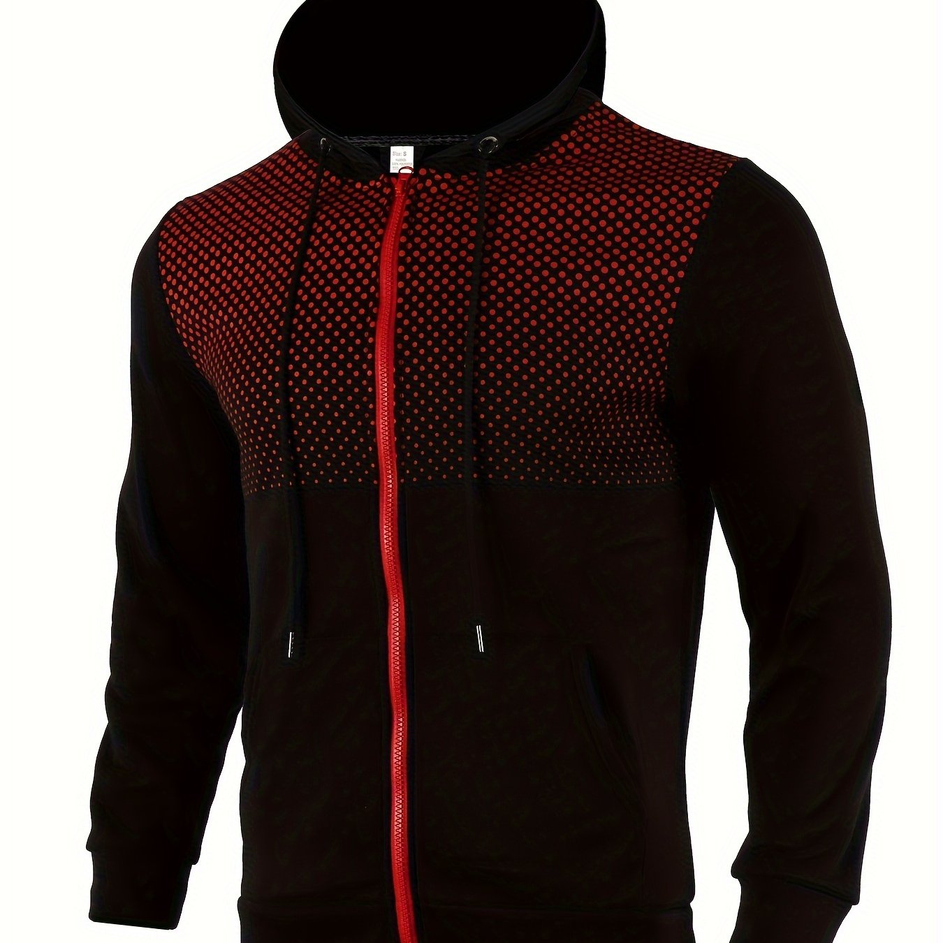 Men's Stylish Polka Dot Hooded Sweatshirt Jacket - Casual Sports Fashion for Winter & Autumn - Zip-Up Drawstring Hoodie with Pockets