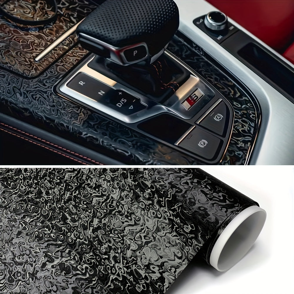 50x150cm Black Ghost Pattern PET Vinyl Wrap Roll - Premium Self-Adhesive,