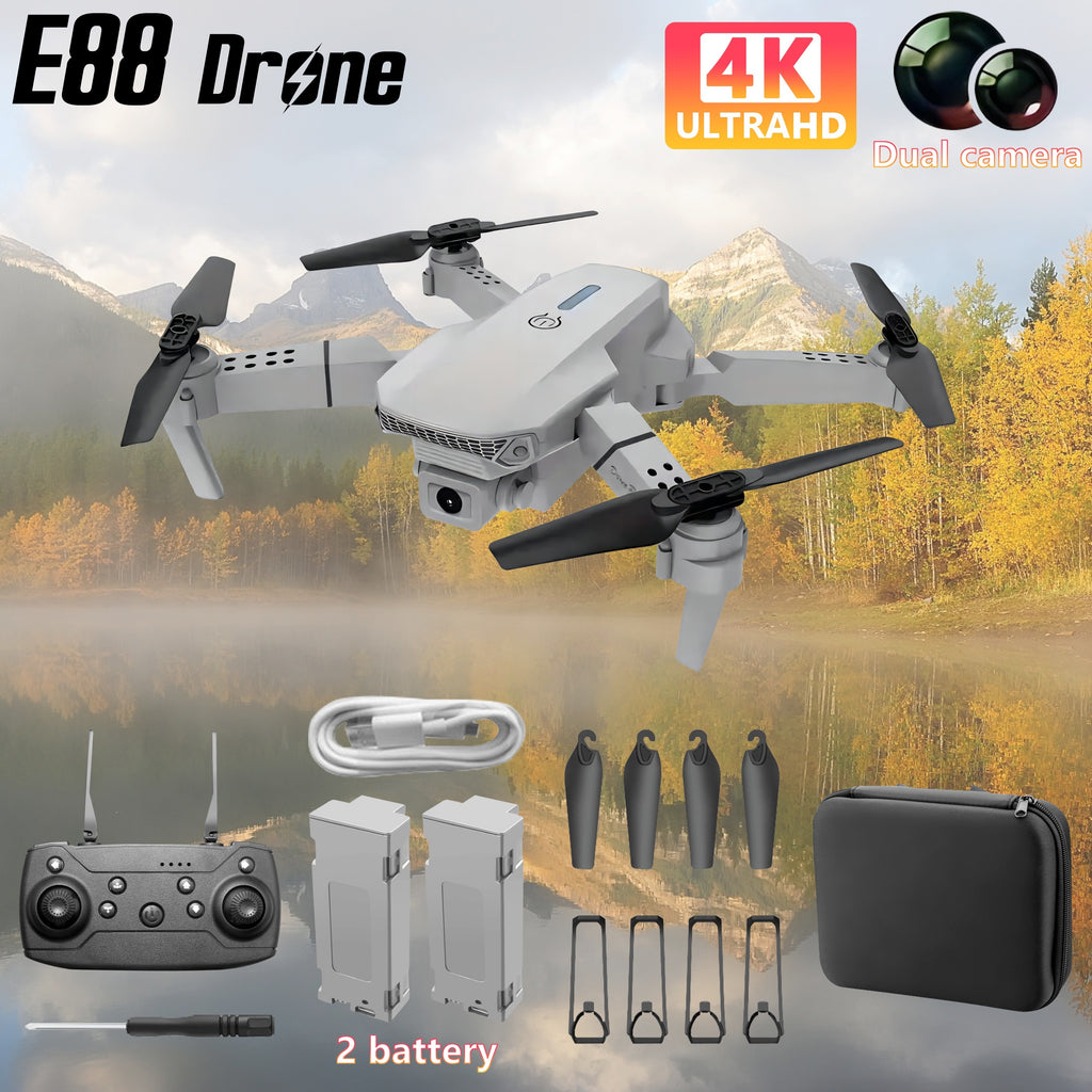 E88 Drone With Dual Batteries Equipped With Dual Cameras, Mobile Application Control, Indoor Flying Toys, Halloween/Christmas/New Year Gifts