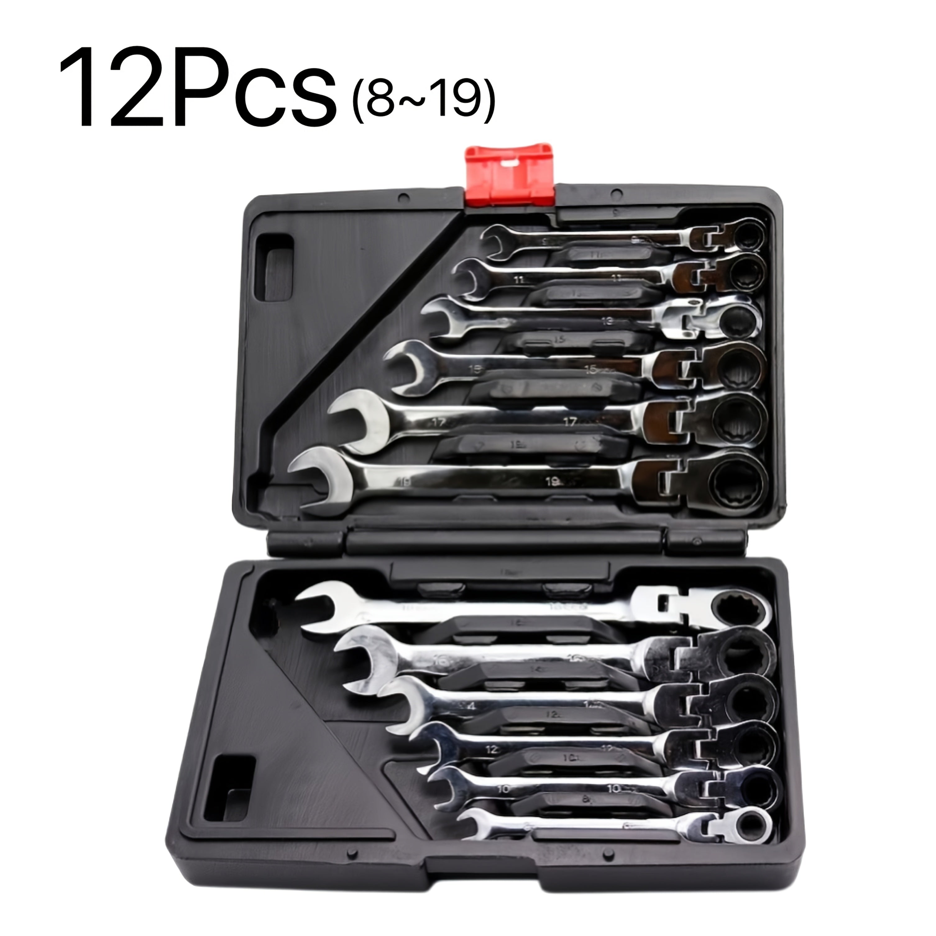 1pc/12pcs Ratchet Wrench Set | Dual-Use Flexible Head, Chrome Vanadium Steel, Automotive Manual Tools