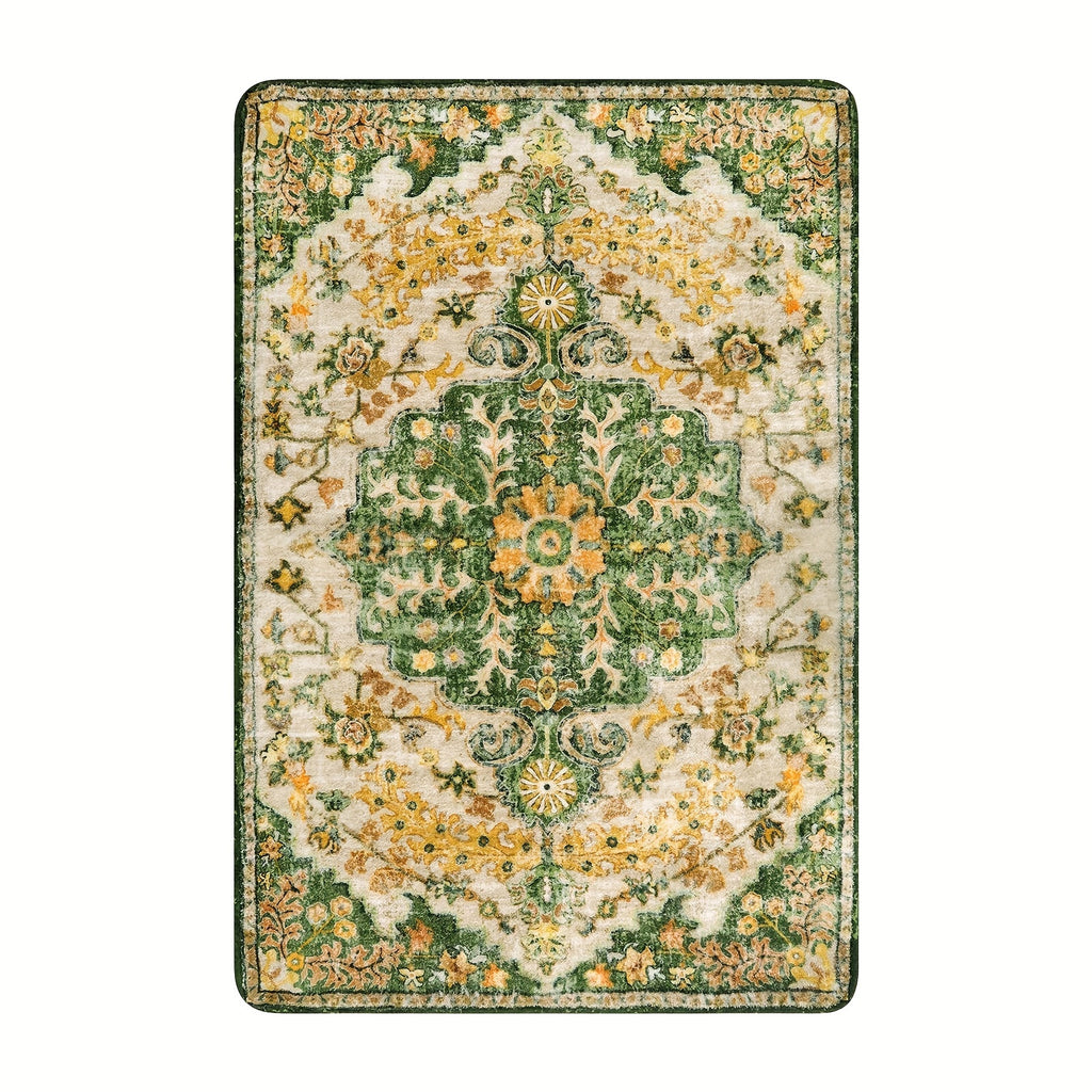 Bohemian Floral Medallion Area Rug - Small Rugs For Bedroom Soft Bathroom Mat, Machine Washable Indoor Throw Front Door Carept For Bathroom Sink Dressing Room Foyer, Yellow/Green/Multi