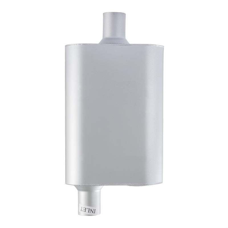 Universal Mufflers Dual Chamber, Offset Inlet Center Outlet.Performance Automotive Muffler Exhaust. 2 Chamber Performance Race Muffler Resonator Anti-corrosive 18" Overall (Silver & Black & Red)