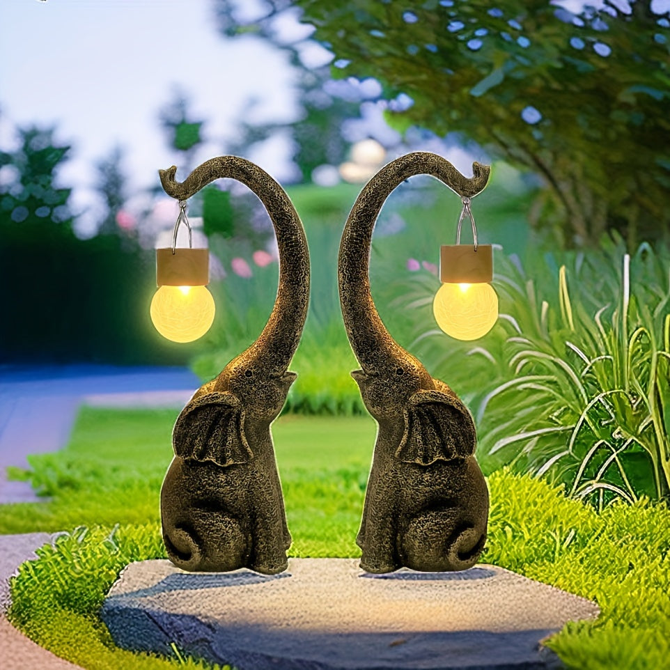 XXOASIS Solar-Powered Copper Elephant Statue Light - Perfect for Garden, Lawn, Balcony, Porch & Pond Decor | Rechargeable, Switch-Controlled Outdoor Illumination | Unique Gift Idea