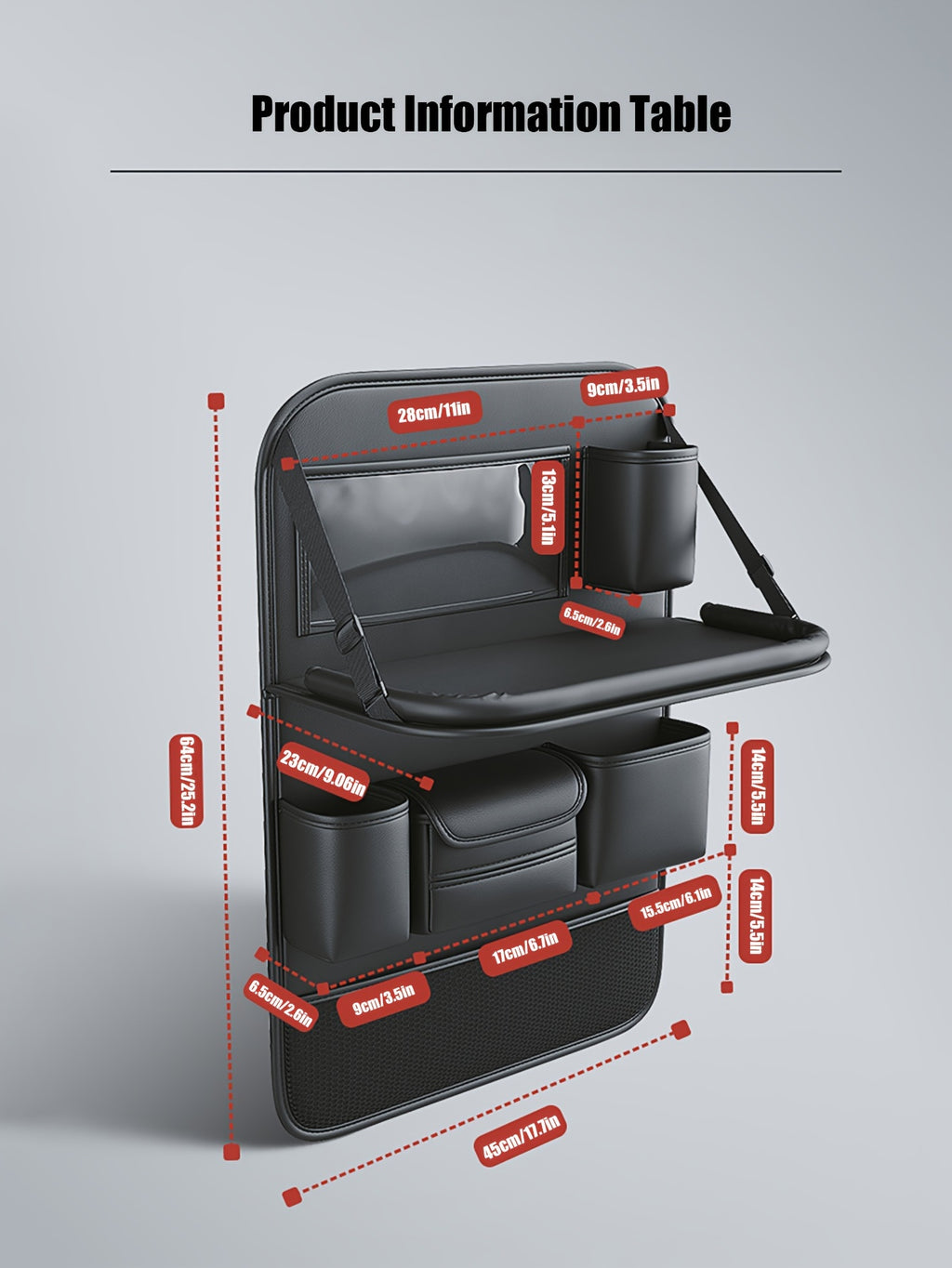 1pc/2pcs Heavy-Duty PU Leather Car Backseat Organizer with Foldable Table Tray