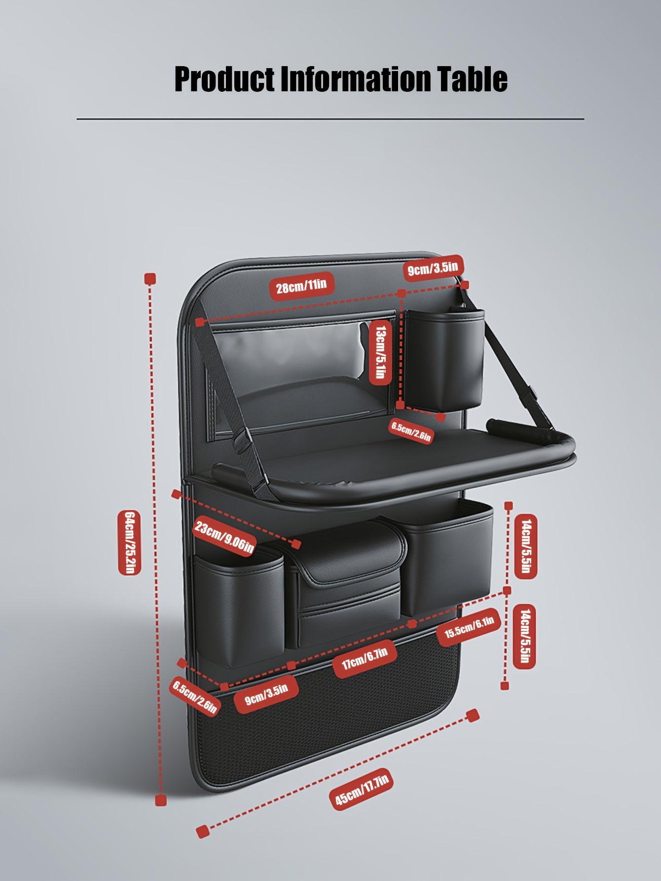 1pc/2pcs Heavy-Duty PU Leather Car Backseat Organizer with Foldable Table Tray