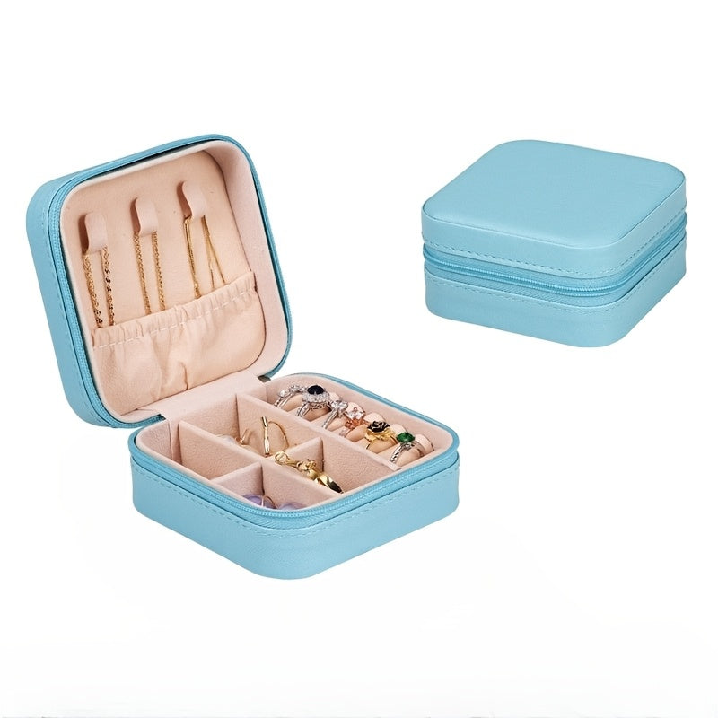 ZFOCEAN Portable Jewelry Organizer Box with Zipper Closure - Compact Travel Case