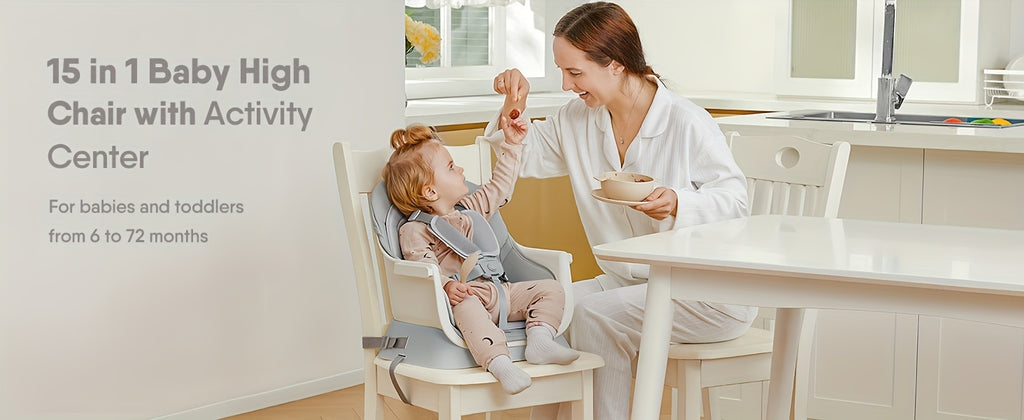Baby High Chair, 15-In-1 Convertible Multifunctional Infant And Toddler High Chair With Activity Center, Tray And Toys(Grey)