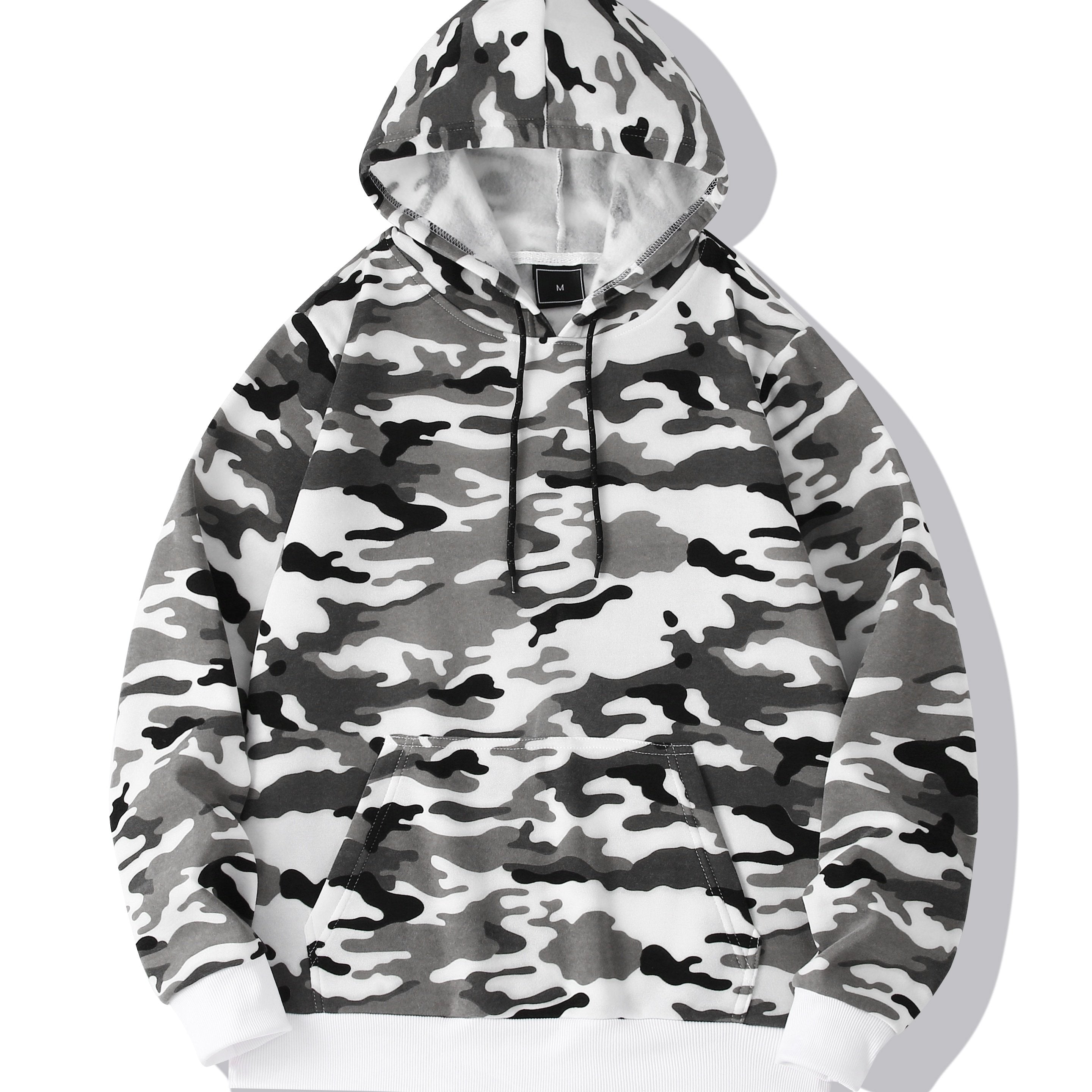 [Camouflage Sweatshirt] Autumn Winter Hooded Men's Camouflage Loose Pullover Fleece Sweatshirt | Fleece, Hooded