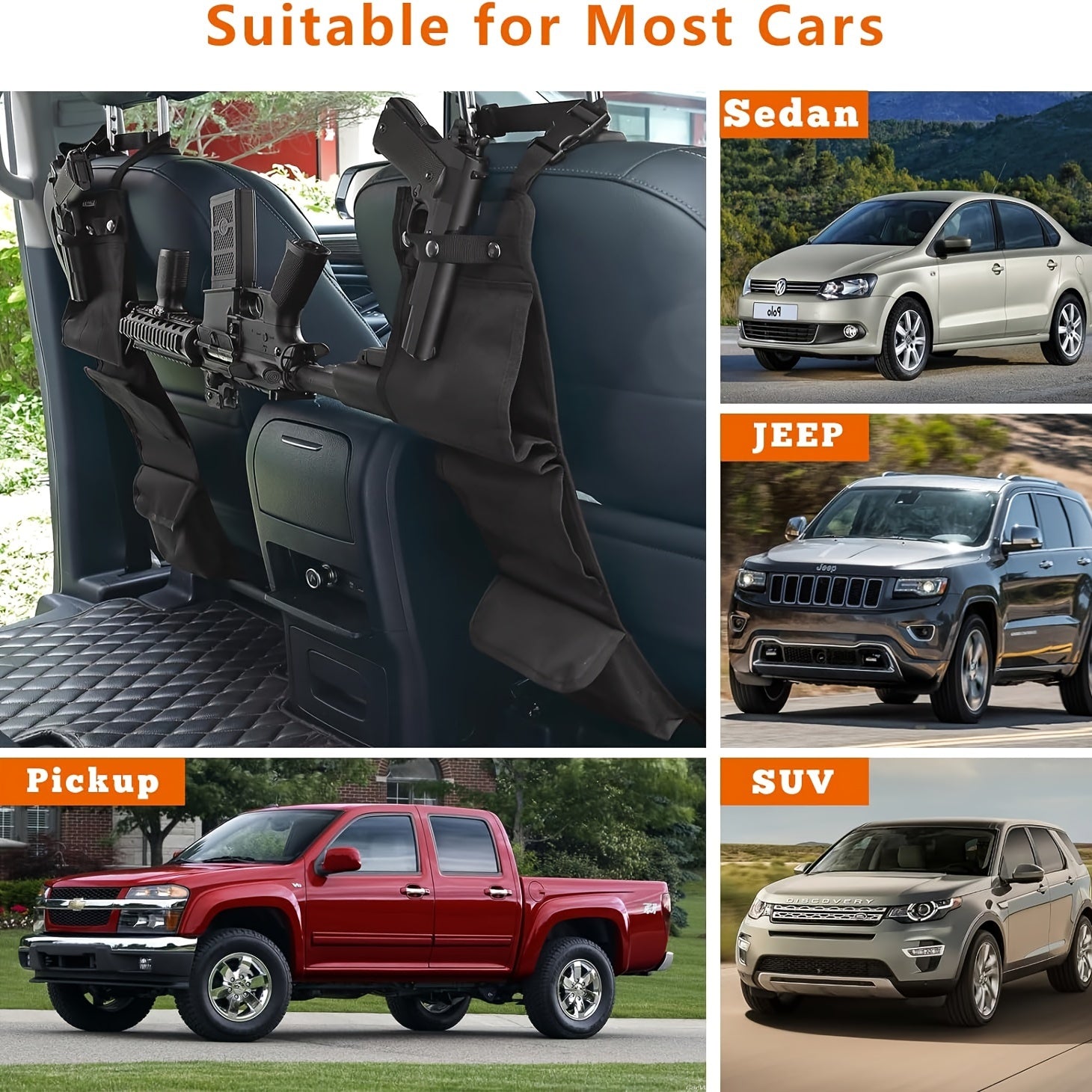 2PCS Automotive Gun Racks, Truck Gun Rack For Hunting Accessories, Gun Holder For Truck With Storage Pockets