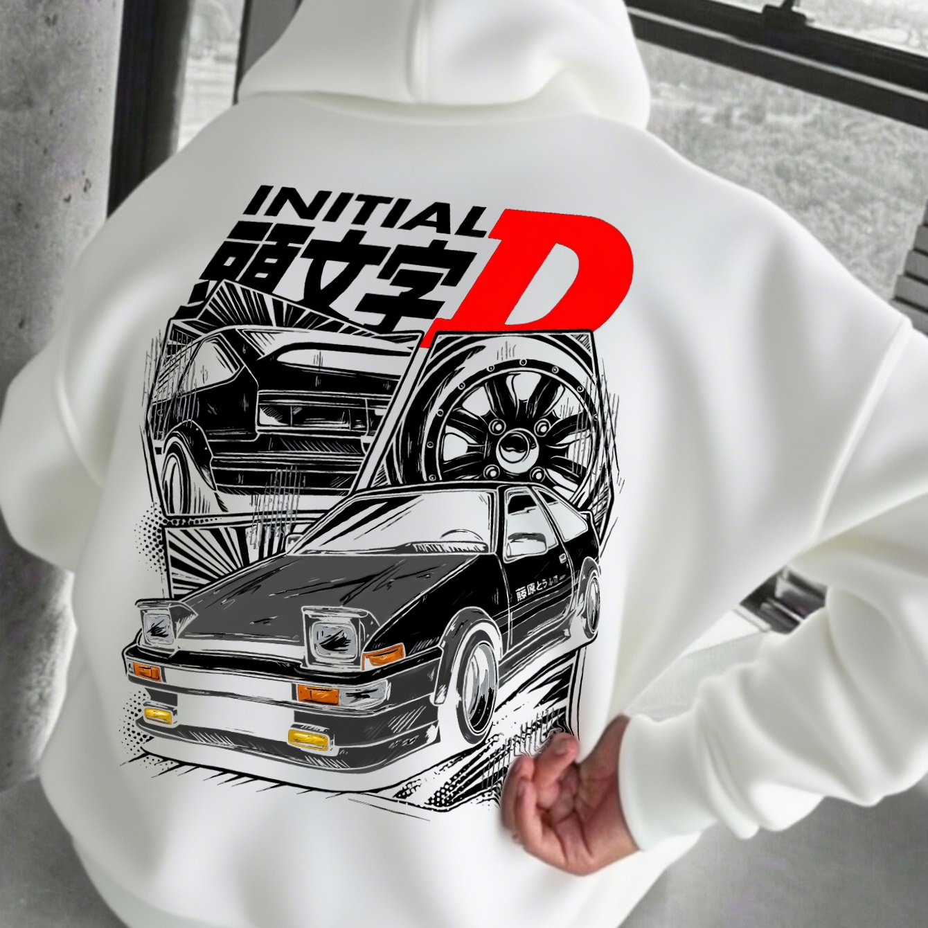 Men's JDM Car Graphic Hooded Sweatshirt