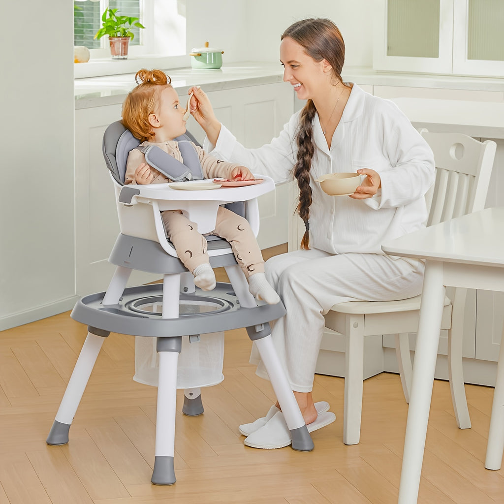 Baby High Chair, 15-In-1 Convertible Multifunctional Infant And Toddler High Chair With Activity Center, Tray And Toys(Grey)