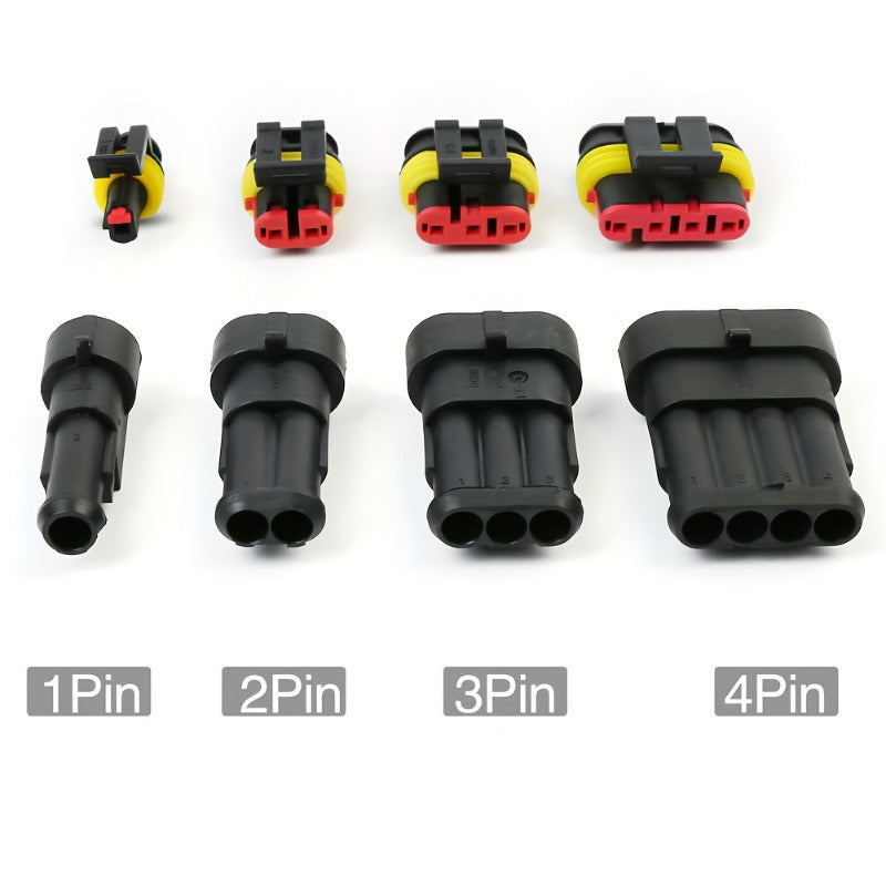 352pcs Waterproof Automotive Electrical Connector Kit - Durable 1/2/3/4 Pin Wire Plugs for Easy Car Repair & Maintenance